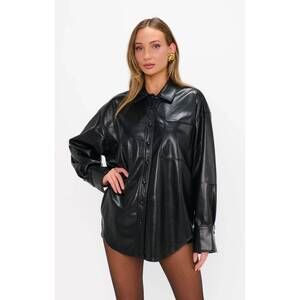 NEW SHOW ME YOUR MUMU lincoln shirt jacket in black faux leather